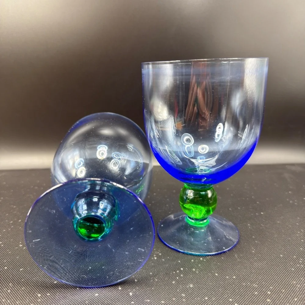Royal Doulton Carmina Cups GobletsBarware Brandy‎ Snifters Green Ball Stem Set
